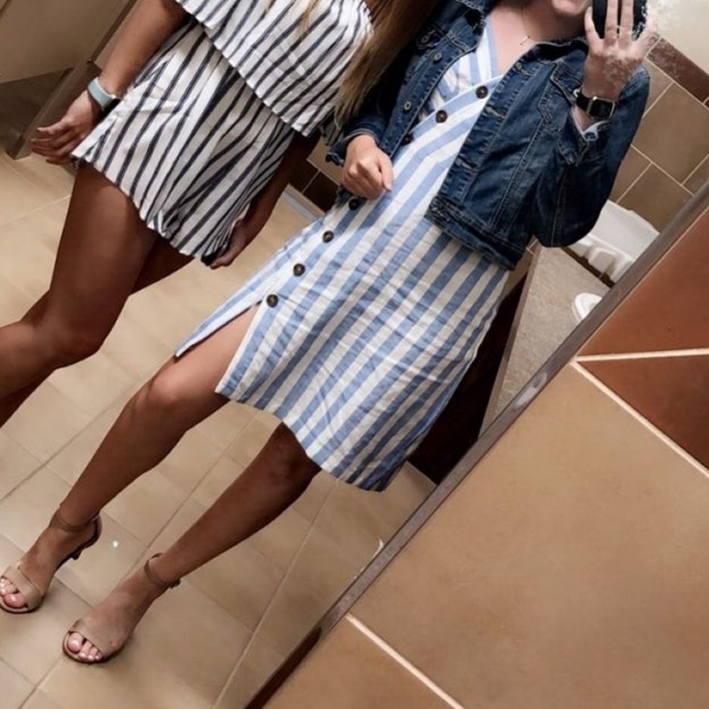 White and Blue Striped Dress